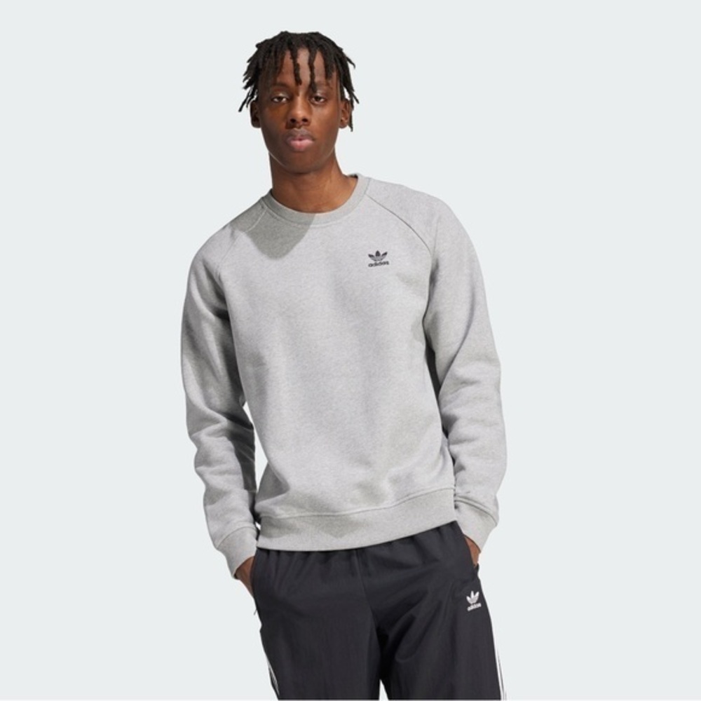 NWT adidas Originals Men’s Small Trefoil Essentials Crew Sweatshirt Gray S $55